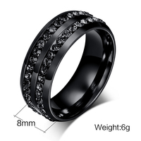 Bague en acier inoxydable à double rangée de diamants, bague pour homme en zircon, bagues de doigt en titane ou en acier inoxydable, tendance géométrique