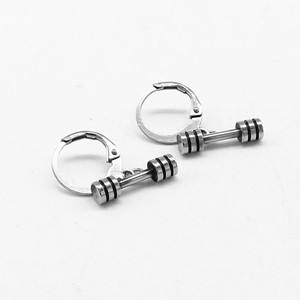 Boucles d'oreilles en forme d'haltères yunnique, en acier inoxydable, bijoux de fitness unisexes, cadeau, design géométrique GZYE-EC0002 - Product Image 5