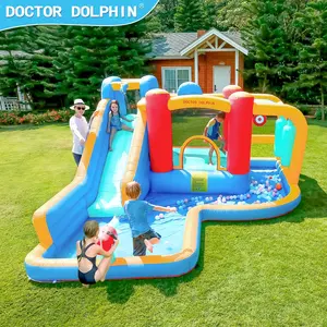 Doctor Dolphin Water Slide Raksasa Tiup Slide Kering Murah Jumping Bed Putri Anak-anak Kastil Goyang dengan Slide