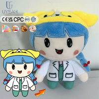 Porte-clés en peluche personnalisé UYEAH OEM/ODM, figurine de dessin animé souple, Docteur Fille, cadeau, logo personnalisé, mascotte humaine en peluche, cadeau