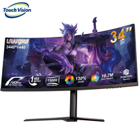 Monitor Gaming Lengkung 34 Inci 165Hz 1ms 3440x1440 1500R FreeSync 4000:1 Panel VA Layar Ultrawide dengan Dual HD