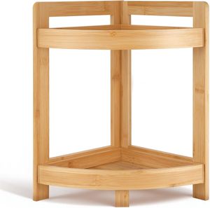 3-Tier Solid Wood Contemporary Luxury <strong>Corner</strong> <strong>Console</strong> <strong>Table</strong> Open Shelves Display Storage Rack Living Room Home Office Garage Grey - Product Image 1