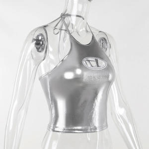 Top corti alla moda Y2K da <span class=keywords><strong>donna</strong></span> in tessuto leggero e traspirante, perfetti per l'abbigliamento casual estivo e lo street style. - Product Image 4