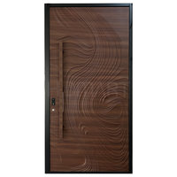 Porte d'entrée double en bois massif Sapele sur mesure, luxe, avec sculpture 3D ondulée, pour projet de villa