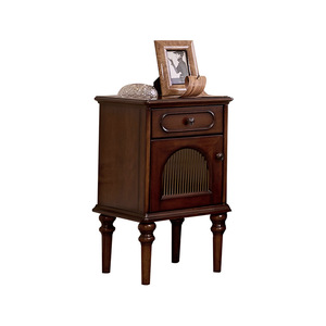 Mesita de Noche Estilo Francés de Madera Maciza con un Cajón, Mesita de Noche Clásica para Dormitorio con Almacenamiento - Product Image 5