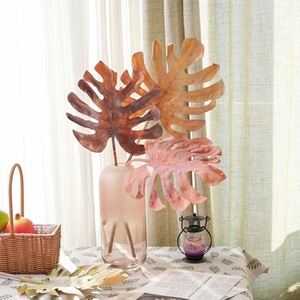 CallaFloral - Hojas de Monstera Artificiales, Planta Artificial de una Sola Rama, Decoración para el Hogar, Plástico, Amarillo, Naranja, Verde Café - Product Image 1