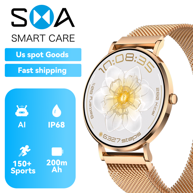 AM28 1.32" AMOLED Smart Watch for Women with BT Call & Health Reminder - Ready to Ship in Stock