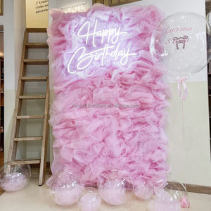 Cortina de tela de pared de malla de tela de boda personalizada, cortina de tela enrollable rosa de boda para decoración de boda - Product Image 6
