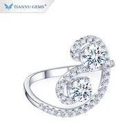 Tianyu宝石出荷する準備ダブルモアッサナイトダイヤモンドデザイン梨花リングホワイトゴールド格安価格