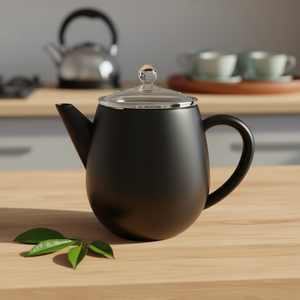 Théière Bredemeijer Duet Eva en céramique noire avec couvercle en verre 1,2 L pour la préparation du thé - Product Image 3