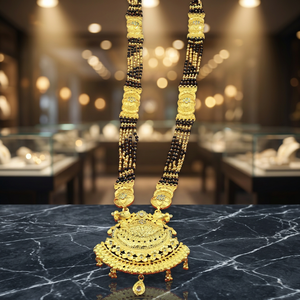 Wholesale 24K Micron Gold Filled Big Pendant AD Stones Mangalsutra, Traditional Wedding Season Mangalsutra with Cubic Zirconia. - Product Image 2