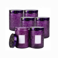 Lanterne à bougie vide en verre décoratif violet luxueux de 8 oz (250 ml) pour la table de mariage