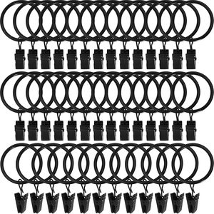 LLPJS Pack Metal Curtain Rings With Clips Curtain Clip Rings <b>Hooks</b> For Hanging Drapery Drapes Bows Curtain Rod Rings Inch Interi - Product Image 1