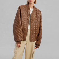 OEVE Veste en similicuir pour femmes, streetwear, manteaux oversize pour femmes avec poches zippées sur le devant, blouson aviateur