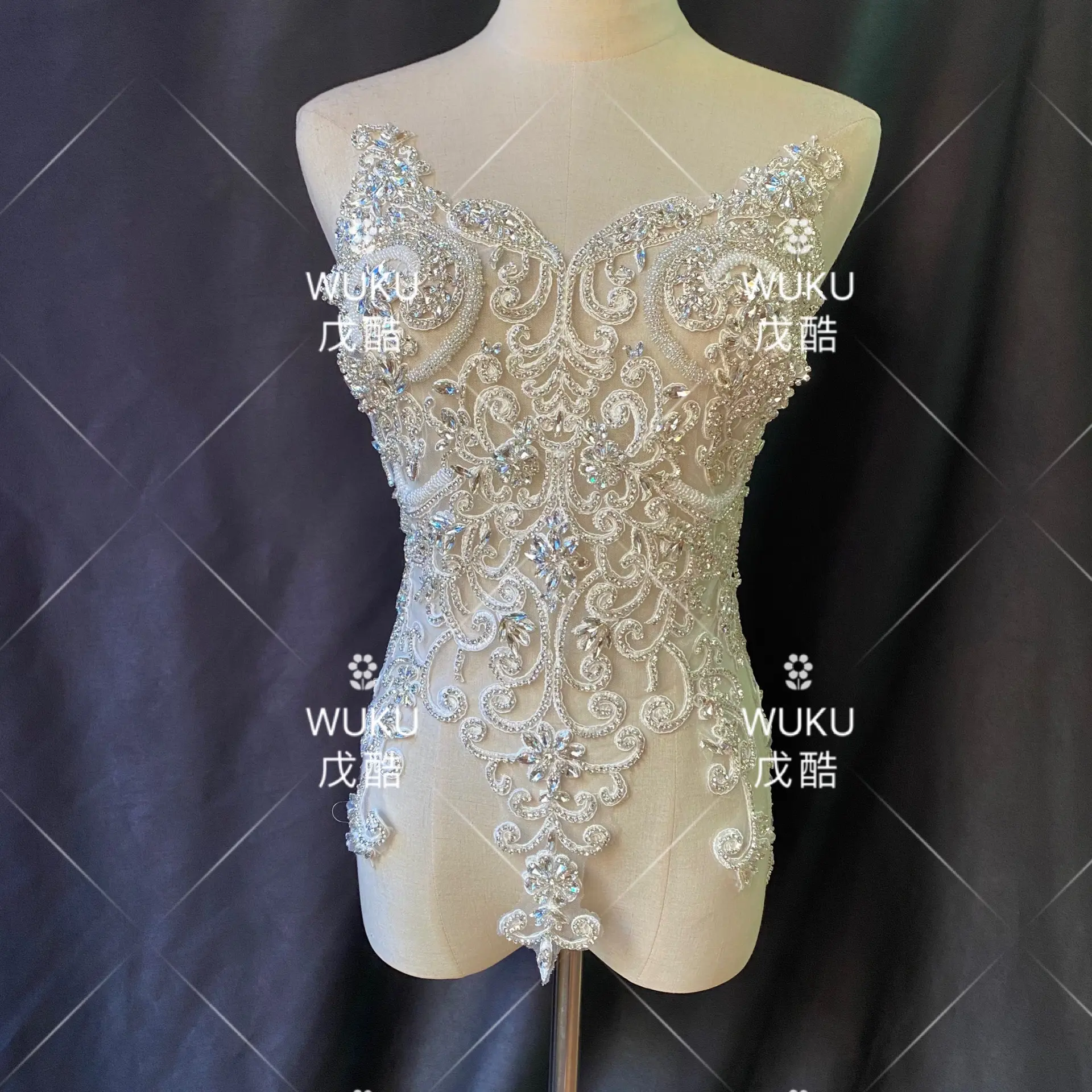Body cover tulle wuku 2023 bling bling lace patch applique