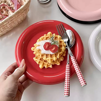 Assiette en céramique de style coréen, de qualité supérieure, avec un fini sous glaçure, idéale pour les desserts