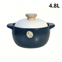 Marmite en céramique 4,8 L avec couvercle, résistante aux hautes températures, compatible gaz, intérieur émaillé de qualité alimentaire, nettoyage facile, passe au lave-vaisselle