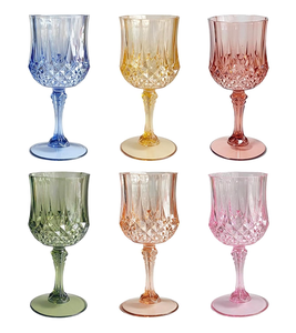 แก้วไวน์สีแดงโคบอลต์บลูสำหรับงานแต่งงาน สำหรับดื่มน้ำผลไม้ แก้วพลาสติกสีสันสดใส ลายนูน - Product Image 1