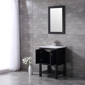 Mueble de Baño Moderno Cuadrado de Madera Maciza Lacada y Contrachapada con Espejo Enmarcado y Lavabo de Cerámica Hecho en Vietnam - Product Image 5