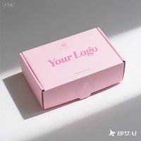 Boîte d'expédition rigide en carton ondulé rose haut de gamme avec logo personnalisé, imperméable, pour cosmétiques, avec doublure en éponge