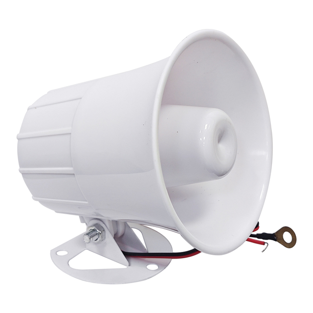 White Color Alarm Siren 12v 110db Treble Speaker Wire Loud Horn Alarm Siren Speaker Burglar Alarm System for Outdoor Security