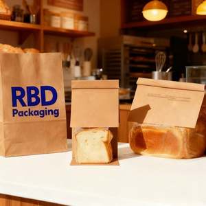 Wholesale Custom Printed Logo Bakery Food Grade Packaging Brown Kraft Paper Reusable Bread <b>Bag</b> with Plastic Window - Product Image 1