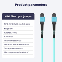 Kabel Trunk MPO ke MPO 50/125μm Multimode OM4 (8 Serat, MPO ke MPO Female, Tipe B, LSZH/Riser, UPC, Aqua) 1.5m (4.9ft)