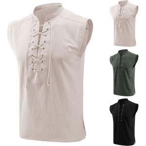Camisas medievales sin mangas para <span class=keywords><strong>hombre</strong></span>, camiseta de pirata con cordones, disfraz Vikingo, chaleco gótico victoriano, <span class=keywords><strong>ropa</strong></span> renacentista, <span class=keywords><strong>ropa</strong></span> Steampunk - Product Image 4
