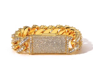 Exclusive Urban Streetwear GRA Moissanite Cuban <b>Bracelets</b> S925 Silver 18K Gold Plated Micro Pave Iced Out Rap Jewelry Vendor - Product Image 2