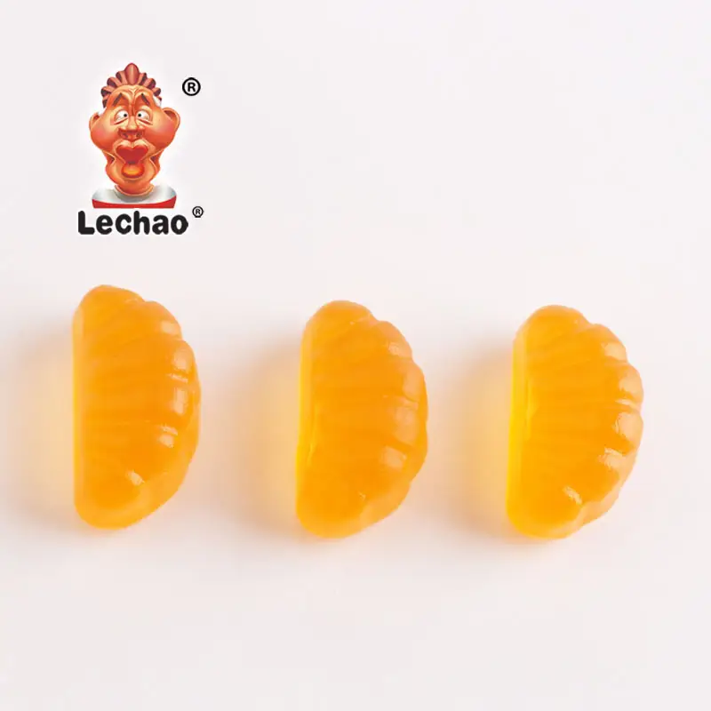 Cheap Orange Slices Shape Sweet Gummy Candy Halal Fudge Fruit Soft Candy