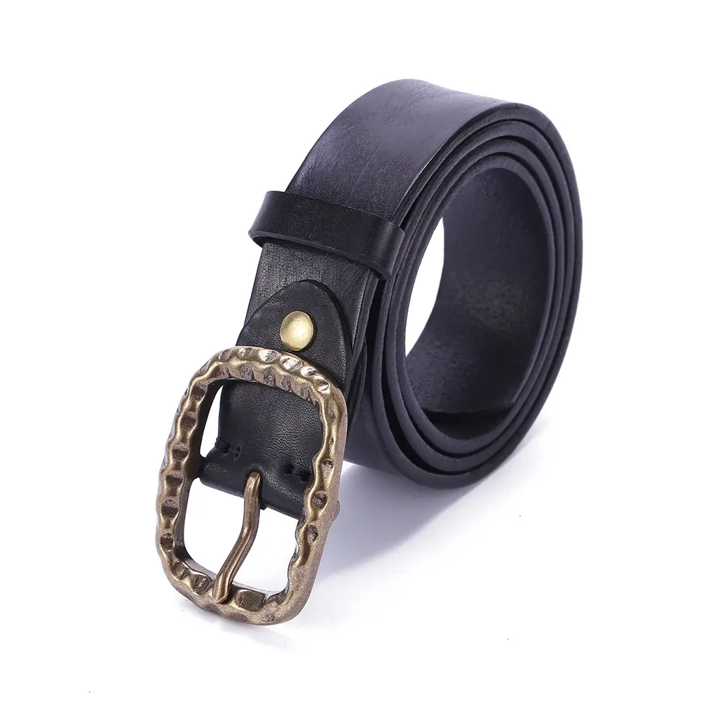 Italian Tree Paste Plant Tanned Genuine Cowhide Leather Top Layer Belt Simple Ins Style match Jeans Belt Automatic Copper Buckle