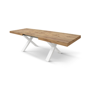 <b>Rustic</b> Oak <b>Dining</b> <b>Table</b> 180x90 White Crossed Legs Indoor Use - Product Image 2