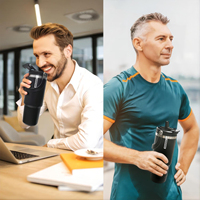 Gobelet de 30oz 40oz avec poignée et couvercle en paille Tasse à vide isolée en acier inoxydable à double paroi pour le bureau, la maison et le sport