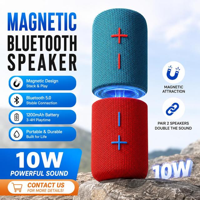 FCC CE RGB LED Lighting Vibrant Dual-Color Mini Speaker with Detachable Magnetic Megaphone Home Subwoofer Loudspeaker Waterproof