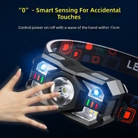 Lampe frontale LED portable avec capteur, 5 niveaux de luminosité, rechargeable par USB-C, longue durée de vie de la batterie, pour le camping en plein air et l'éclairage domestique