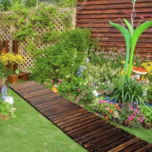 Carbonized Wood Rollable Garden Walkway Outdoor Floating Easy Installation Rustic Style Decking <b>Boards</b> - Product Image 3