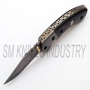 Cuchillo de Bolsillo Plegable de Acero de Damasco de Grado Industrial Hecho a Mano con Garantía de 3 Años (smk1168) - Product Image 3