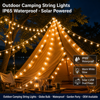 Guirlandes lumineuses LED solaires IP65 étanches, guirlandes lumineuses de type globe, 10 m, 100 LED, pour le camping en plein air, la décoration de jardin, les fêtes