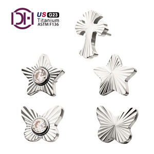 Implant Grade G23 Titane Sans Fil Ondulé Papillon Stra Croix avec Lunette Gem Top Cartilage Piercing Bijoux - Product Image 1