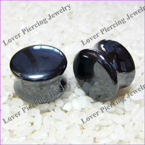 [SE-S024] Offres Spéciales Double évasé bouchons de selle pierre d'hématite naturelle bouchons d'oreille corps <span class=keywords><strong>Piercing</strong></span> bijoux en gros qualité agréable - Product Image 3