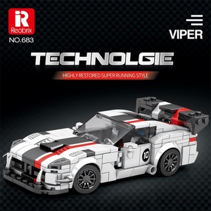 Jouet électronique Reobrix DIY, blocs de construction de super voiture à huit grilles, puzzle en plastique ABS, modèle de course, ornement, cadeau pour garçon - Product Image 2