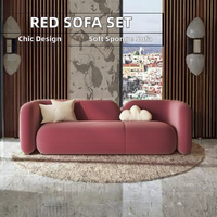 Petit ensemble modulaire moderne de canapés pour appartement et bureau à domicile Salon de beauté Réunion Négociation Vin Tissu rouge Salon Sectionnel