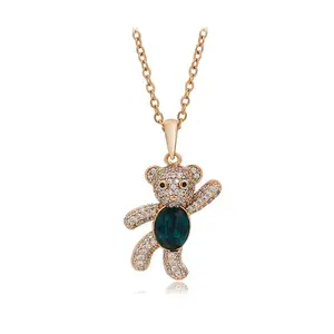 Ag xuping joias bonito moda urso, com diamantes cravejado 18k ouro colar de pingente de animais série