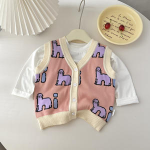 Purorigin厂家直销批发来样定做时尚婴儿服装无袖纽扣婴儿毛衣背心 - Product Image 2