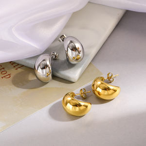 Boucles d'oreilles en acier inoxydable sans décoloration, forme ovale, <span class=keywords><strong>banane</strong></span>, goutte d'eau, plaqué <span class=keywords><strong>or</strong></span> 18 carats, vente en gros de bijoux pour femmes - Product Image 3