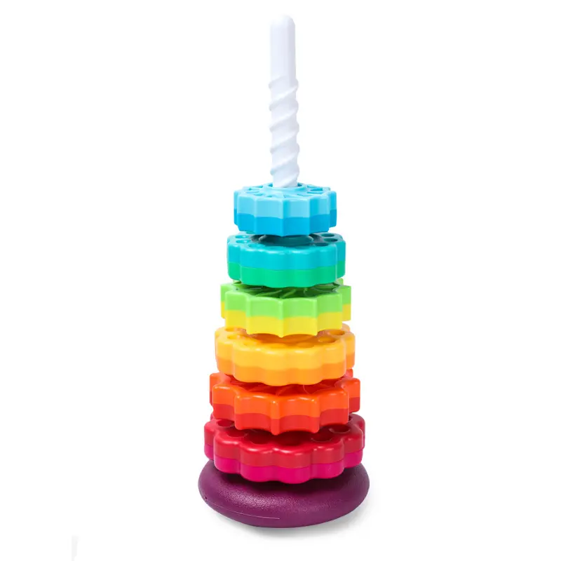 USSE giocattolo educativo per la prima infanzia arcobaleno anello a torre girevole e giocattolo a torre girevole per bambini di 1-2 anni