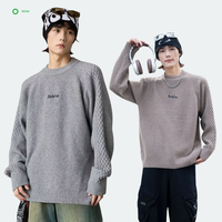 Pull en maille respirant à col rond avec blocs de couleur pour adolescents, doublure polaire intégrée, chaud pour l'hiver, personnalisable avec logo