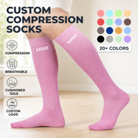 Chaussettes de compression montantes avec logo, haute élasticité, pour hommes, sportives, tricotées, pour entraînements, personnalisées Xingyou