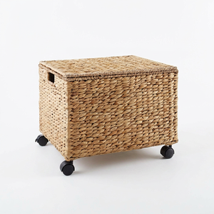 Panier de rangement rectangulaire en rotin Viettimecraft avec roulettes, pliable, écologique, moderne et luxueux, le plus vendu - Product Image 1