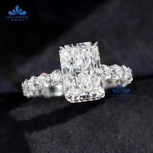 Anillos de diamantes cultivados en laboratorio de corte radiante de 3CT IGI D VS1 Vintage de lujo personalizados de alta calidad, anillo de boda de compromiso para mujer, anillo de oro de 14K - Product Image 2